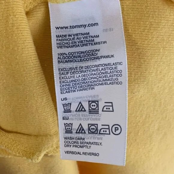Tommy Hilfiger Womens Logo Polo Top Size L Yellow Tennis Prep Old Money Y2K Golf - Picture 12 of 15